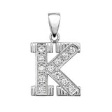 SILVER MEDIUM CUBIC ZIRCONIA SET INITIAL PENDANT