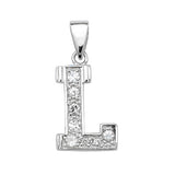 SILVER MEDIUM CUBIC ZIRCONIA SET INITIAL PENDANT