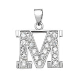 SILVER MEDIUM CUBIC ZIRCONIA SET INITIAL PENDANT