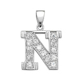 SILVER MEDIUM CUBIC ZIRCONIA SET INITIAL PENDANT