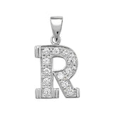 SILVER MEDIUM CUBIC ZIRCONIA SET INITIAL PENDANT