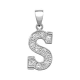 SILVER MEDIUM CUBIC ZIRCONIA SET INITIAL PENDANT