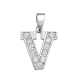 SILVER MEDIUM CUBIC ZIRCONIA SET INITIAL PENDANT