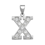 SILVER MEDIUM CUBIC ZIRCONIA SET INITIAL PENDANT