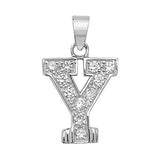 SILVER MEDIUM CUBIC ZIRCONIA SET INITIAL PENDANT