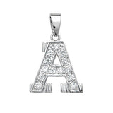 SILVER MEDIUM CUBIC ZIRCONIA SET INITIAL PENDANT